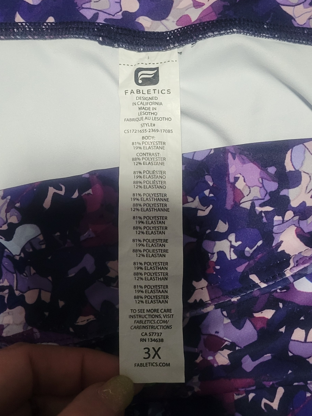 Fabletics Purple Multi-Print Capris - Picture 2 of 2